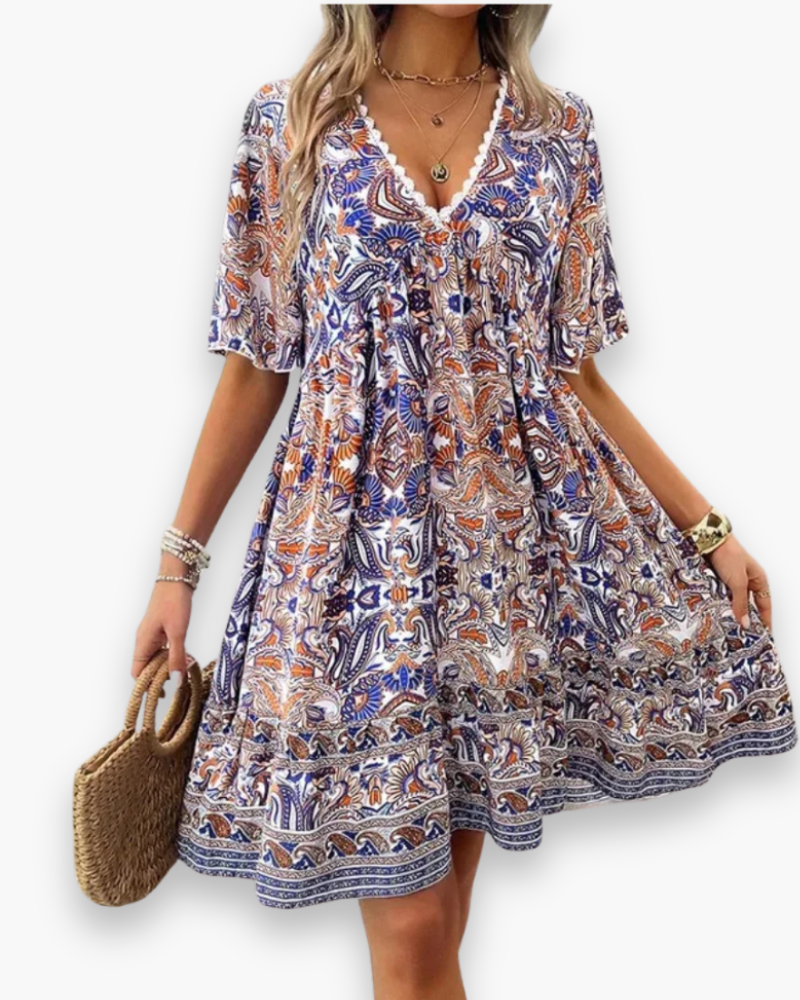 Damska Sukienka Boho Chic z Luźnym Krojem | Letnia Sukienka