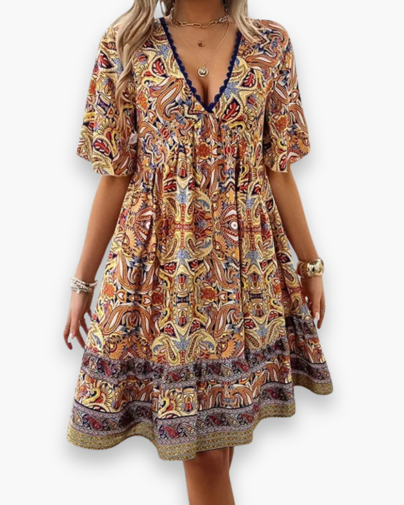Damska Sukienka Boho Chic z Luźnym Krojem | Letnia Sukienka