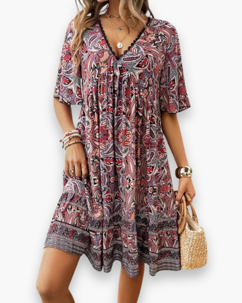 Damska Sukienka Boho Chic z Luźnym Krojem | Letnia Sukienka