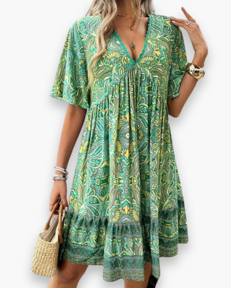Damska Sukienka Boho Chic z Luźnym Krojem | Letnia Sukienka
